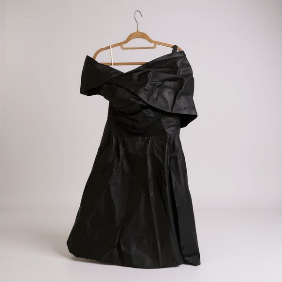 Elegant Asymmetrical Black Dress - Picture 2 of 5